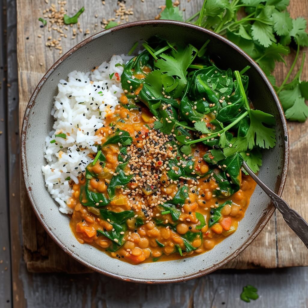 recette santé cardiaque : curry lentilles épinards 